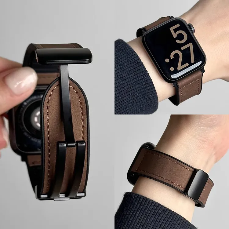适用荣耀2i手表表带疯马纹honor watch磁吸4亲选荣耀手表5表带