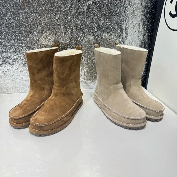 【柠檬精选】反绒皮中筒雪地靴厚底保暖时尚雪地靴女鞋加绒