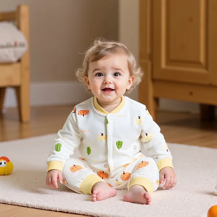 宝宝保暖套装春秋薄棉婴儿分体衣服纯棉内衣儿童秋衣秋裤夹棉春装