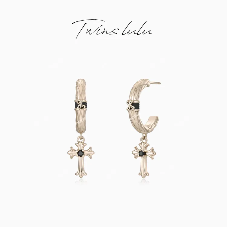 TWINS LULU 流光风 秋上新 小众时尚甜酷克罗十字耳环TSL2867