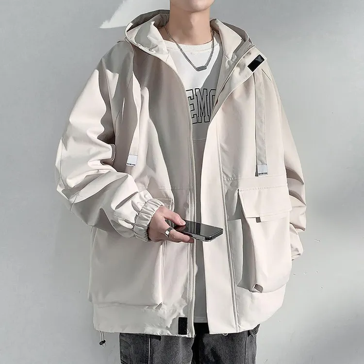 情侣款工装夹克2023连帽登山户外港风男款潮流百搭春秋季新冲锋衣