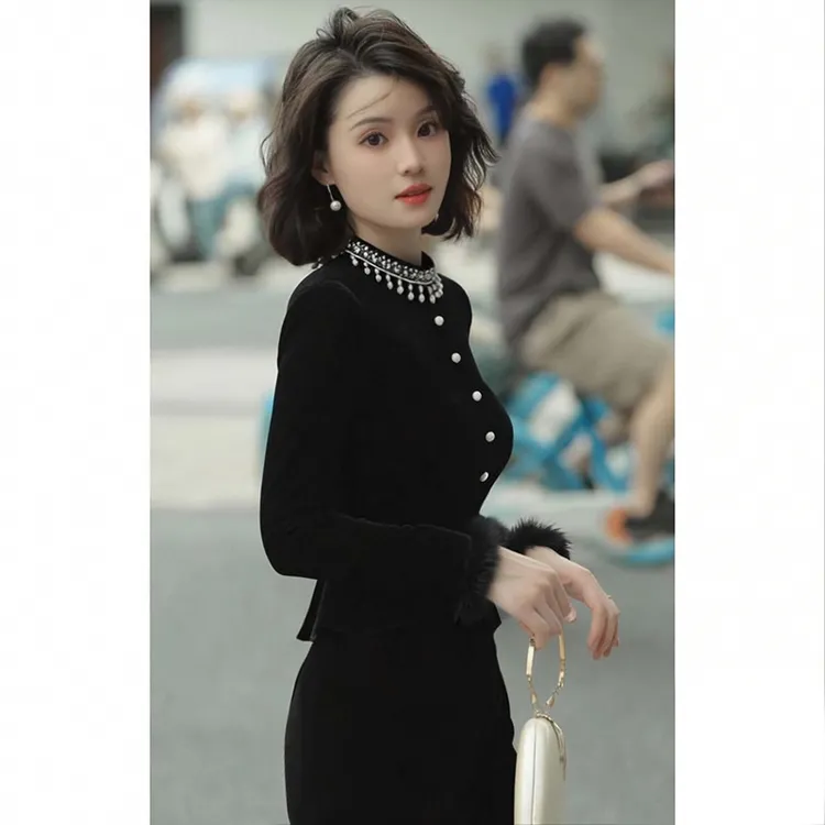 日常高级感气质优雅收腰气质连衣裙D4523