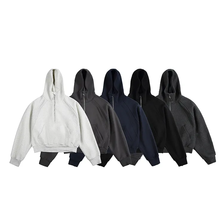 【550克重磅】秋冬连帽套头半拉链卫衣男女同款百搭cleanfit版型988