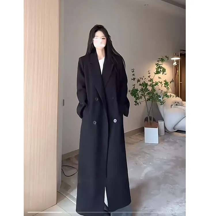 风衣外套女春秋季新款高级感百搭双排扣宽松显瘦长款过膝西装大衣