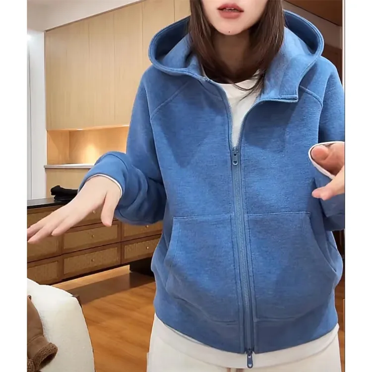 连帽拉链款卫衣2025冬季基础设计柔软质感日常造型气质简约