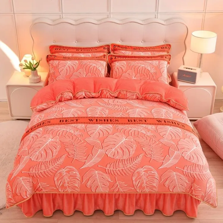 加厚牛奶绒保暖四件套床上加厚珊瑚绒双面加绒法兰绒4件套冬天款