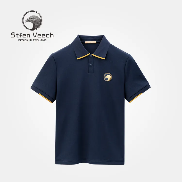 StfenVeech史蒂芬 | 鹰标高尔夫撞色嵌边翻领商务休闲POLO衫透气t