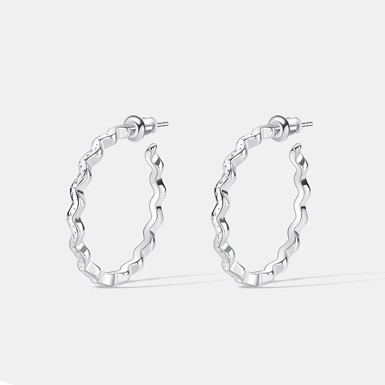 欧美大圆圈耳环女款夸张轻奢高级感波浪耳圈个性小清新饰品时尚