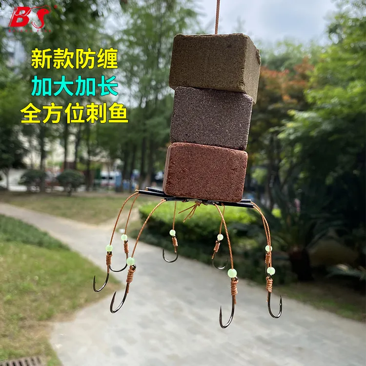 白鲨鲢鳙大盘钩海竿翻板钩新型加大加长爆炸钩方块饵专用钩夹饼钩