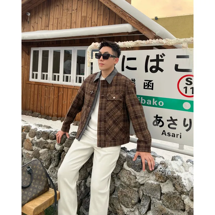 【富士山下】秋冬50绵羊毛编织翻皮领编织厚款棉服夹克外套李查德