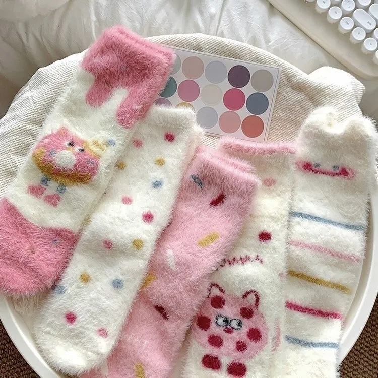 【加绒加厚】仿貂绒保暖袜厚袜子冬款女毛毛袜睡眠袜加绒加厚中筒袜