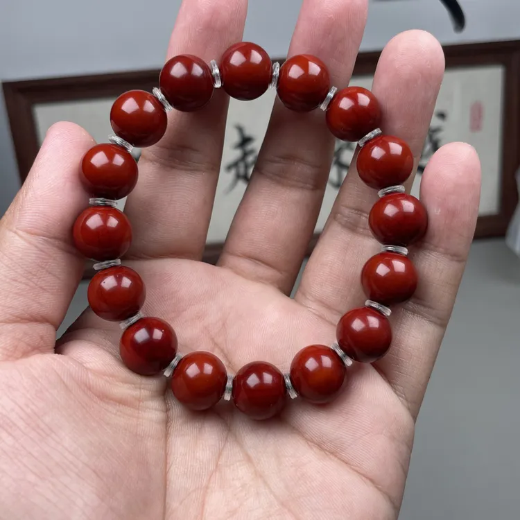 橄榄核精品老串正圆光珠回血串