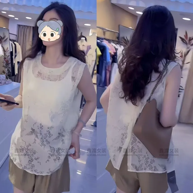 2025夏季新款时尚显瘦气质女士网红洋气两件套百搭款D5880