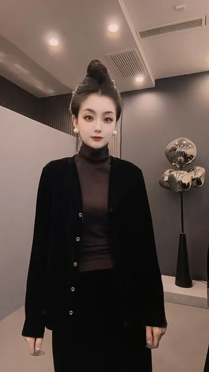 入秋人手一件雅丹V领休闲时尚金丝绒可开扣气质上衣303外套