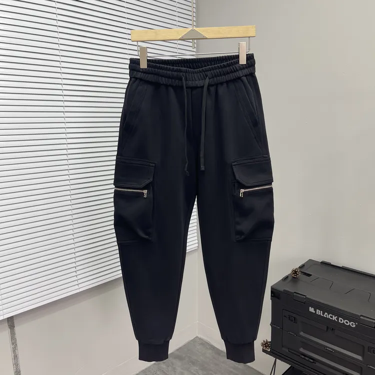 工装休闲裤男春秋黑色美式街头潮牌宽松百搭拉链松紧束脚哈伦卫裤