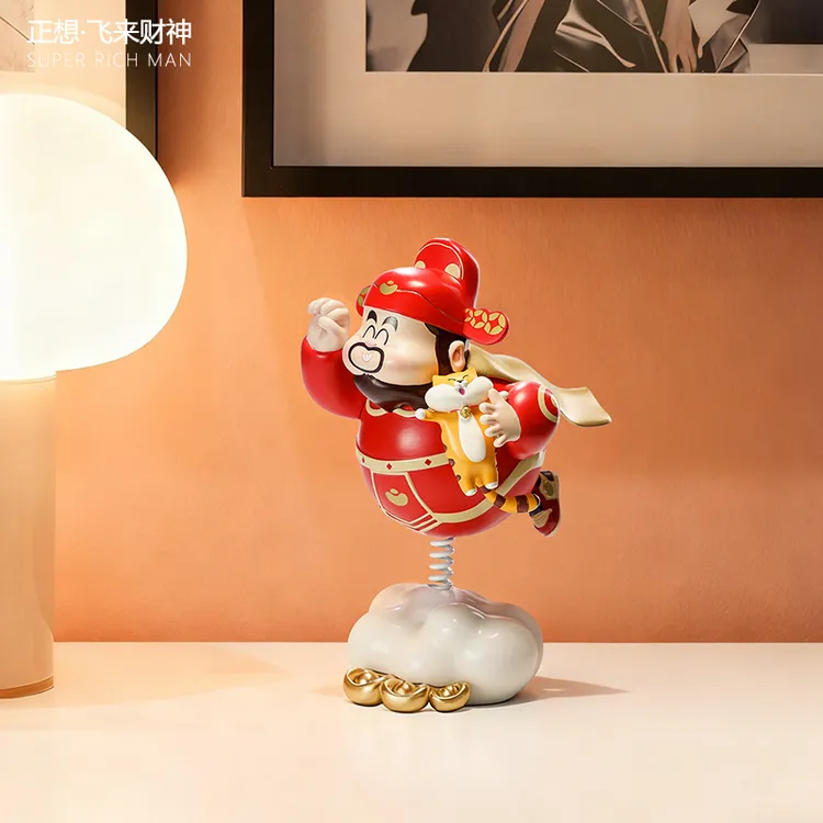 飞来财神14CM开业送礼元旦新年春节摆件桌面装饰客厅玄关节日礼品