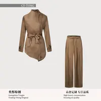 【飒姐专属】秋季休闲风时尚修身气质上衣外套+裤子套装W25D657