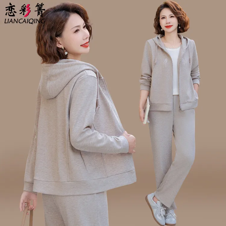 妈妈秋装洋气新款运动服套装休闲两件套中老年女装春秋外套上衣服