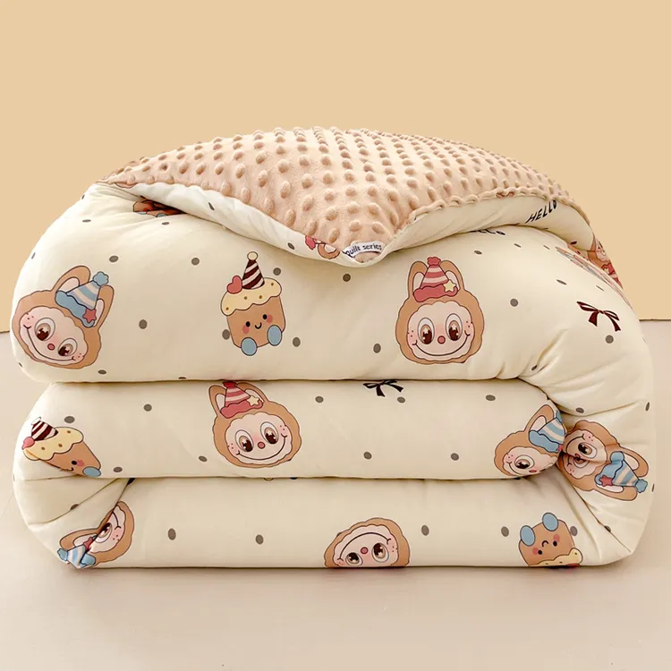 【卡通豆豆大豆被】牛奶绒针织棉大豆冬被学生冬被可爱风保暖被芯
