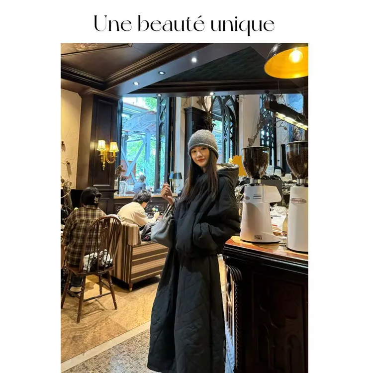 【希勒勒】正版高级休闲时髦宽松慵懒连帽绗缝夹棉棉服保暖休闲套装