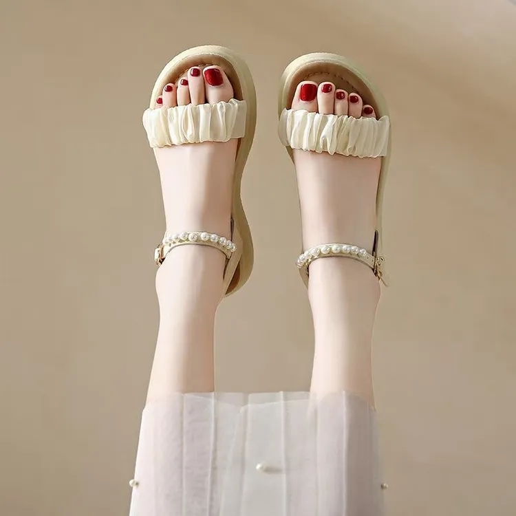 平底凉鞋仙女风2025新款外穿沙滩法式女鞋女春夏季厚底小香风