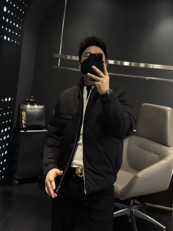 【马哥严选】2025冬季新款男士“鹅绒”拼绵羊皮立领羽绒服夹克外套