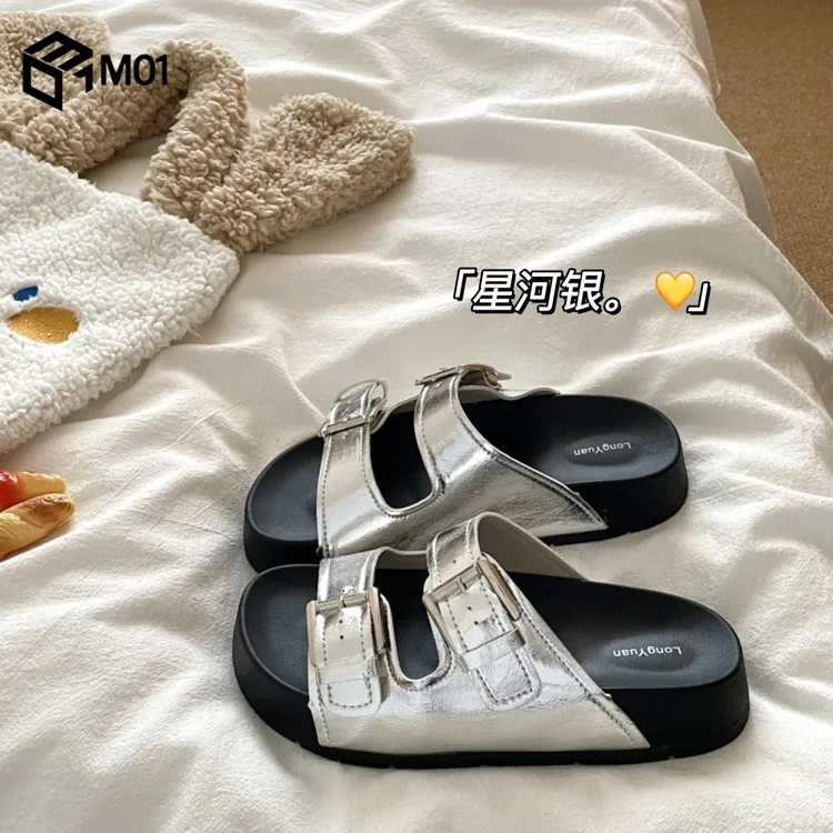 M01时尚百搭ins自留高级感凉拖鞋女外穿夏季透气厚底增高一字拖鞋