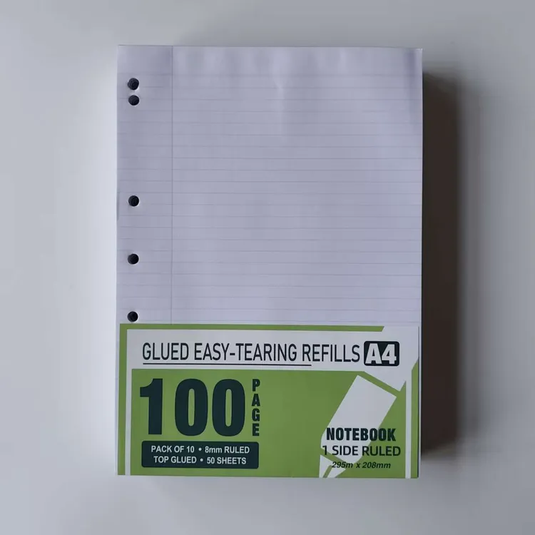 澳式7孔A4单面横线8mm带分栏线100页50张x10本共1000页胶装拍纸本