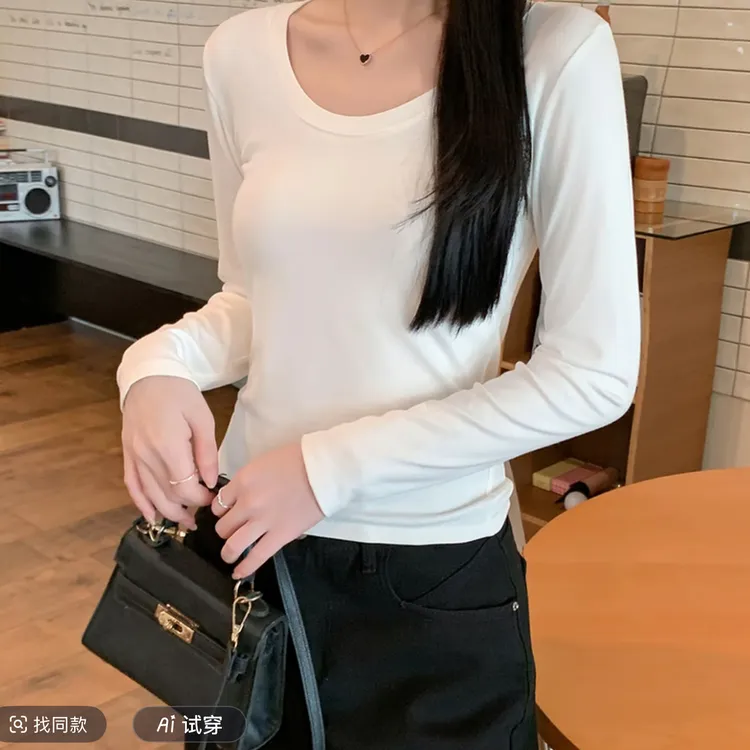 【买一送一】高领显瘦长袖双面半搭内糯打底衫上衣磨毛女秋冬软