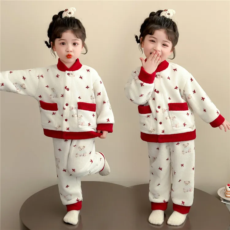 儿童睡衣珊瑚绒春秋冬款女孩2025新款女宝秋冬季法兰绒女童家居服