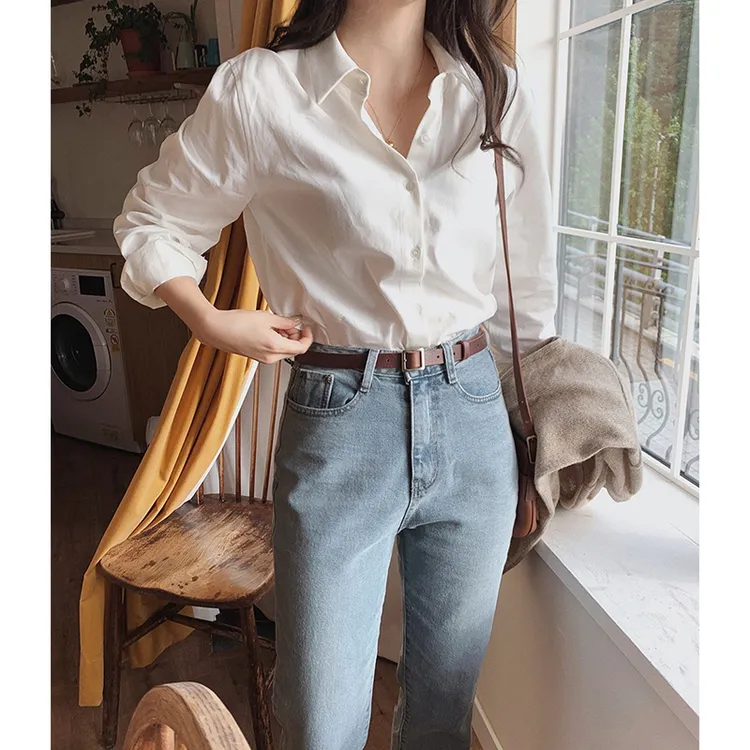 气质白色衬衫女上衣轻奢高级感2025春秋新款韩版宽松休闲长袖衬衣