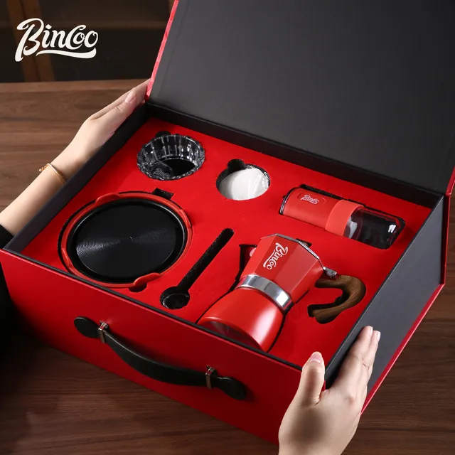 Bincoo送礼摩卡壶套装手提礼盒家用煮咖啡壶意式手冲壶浓缩咖啡机