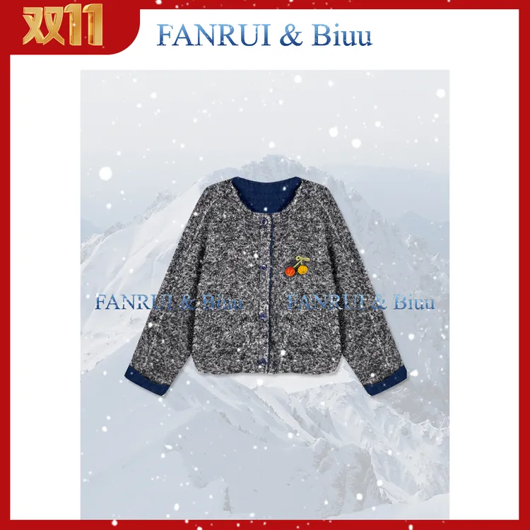 FANRUI/泛芮 「霁灰樱华」羊毛轻奢洋气高级感双色百搭外套女B18863