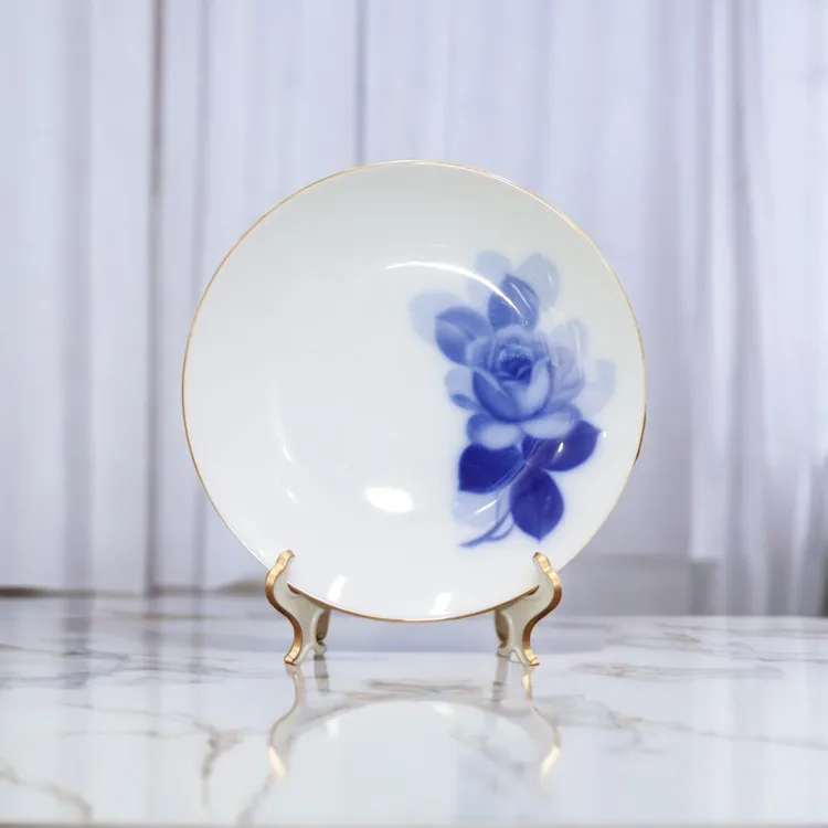 日本进口大仓陶园OKURA 冈染玫瑰系列大盘点心盘餐碗19.5cm