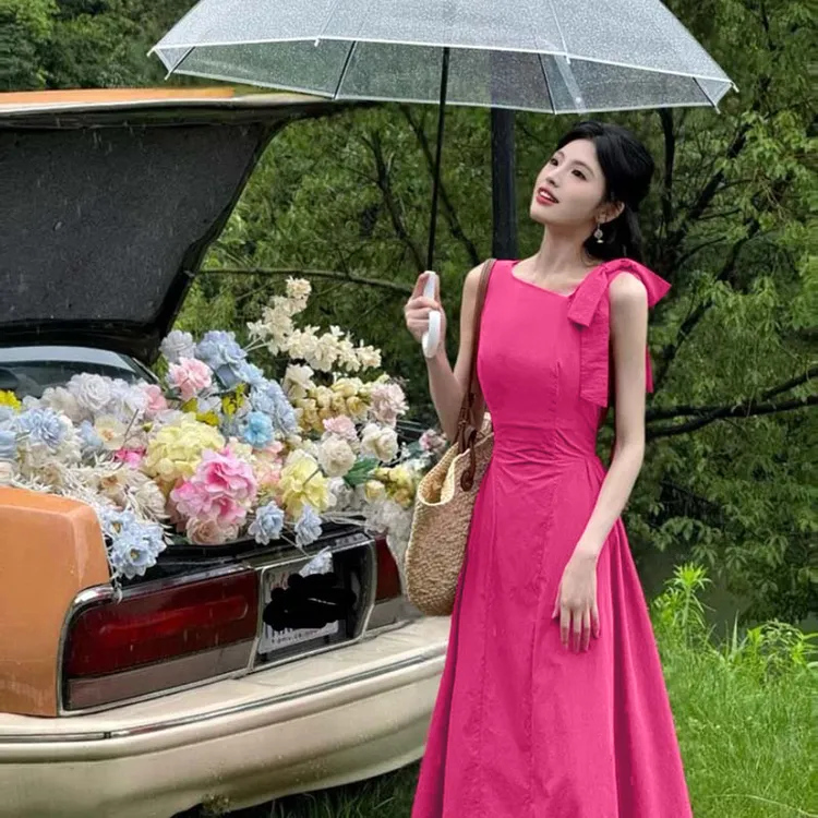2025年新款韩版时尚今年流行的夏季新品连衣裙女潮修身女D2442