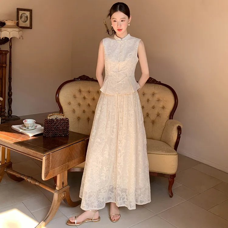 新中式国风女装盘扣上衣半裙套装2025夏季新款洋气衣服百搭两件套