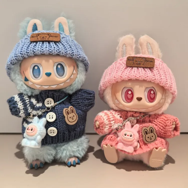 labubu娃衣新款拉布布衣服针织毛衣帽子一代二代三代通用替换装