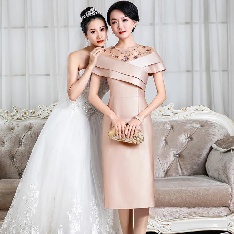 5898高贵喜婆婆妈妈婚宴装新款年轻气质宴会结婚礼服旗袍淡雅洋气