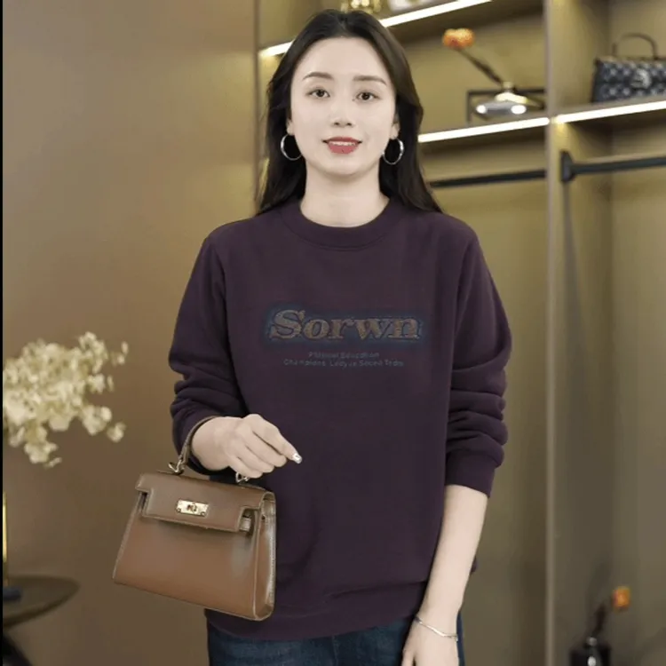 【加绒加厚】冬季宽松显瘦刺绣卫衣简单好搭配上衣不起球遮肚子打底