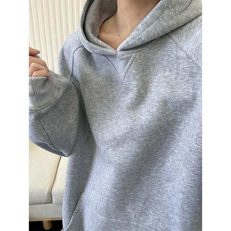 花灰色高克重磅卫衣男女款秋季潮牌美式硬挺连帽衫外套百搭上衣服