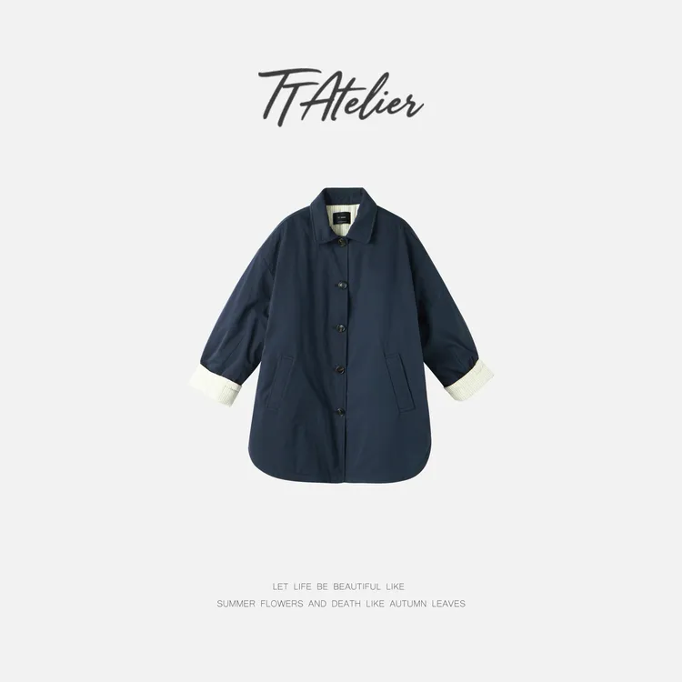 TT设计师【月光鸣奏】松弛感时尚休闲定织条纹棉服外套TT191637