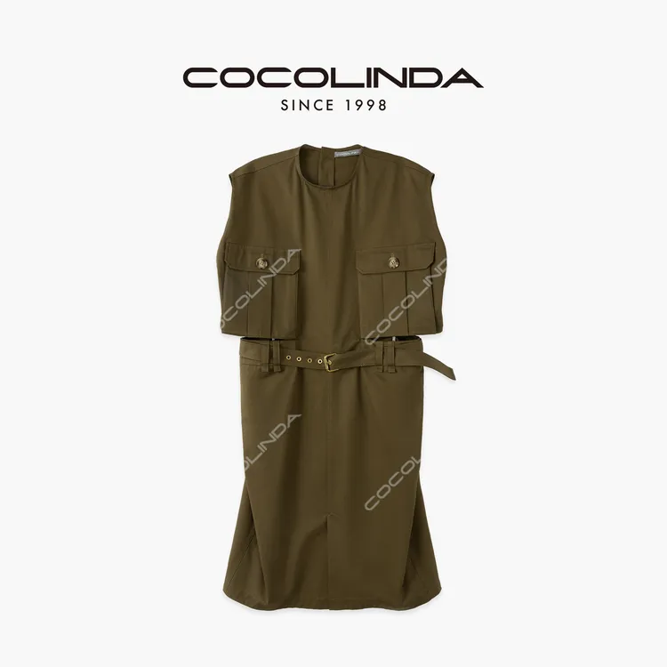 COCOLINDA | 100%棉工装（漏背)连衣裙Q3424