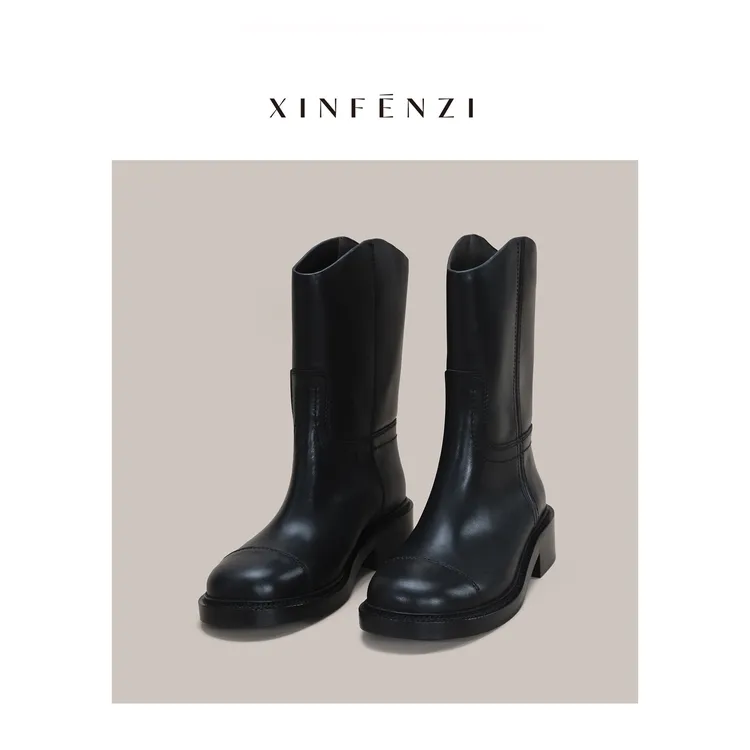 【不要错过】XINFENZI 真皮英伦套筒百搭靴子 PS22201