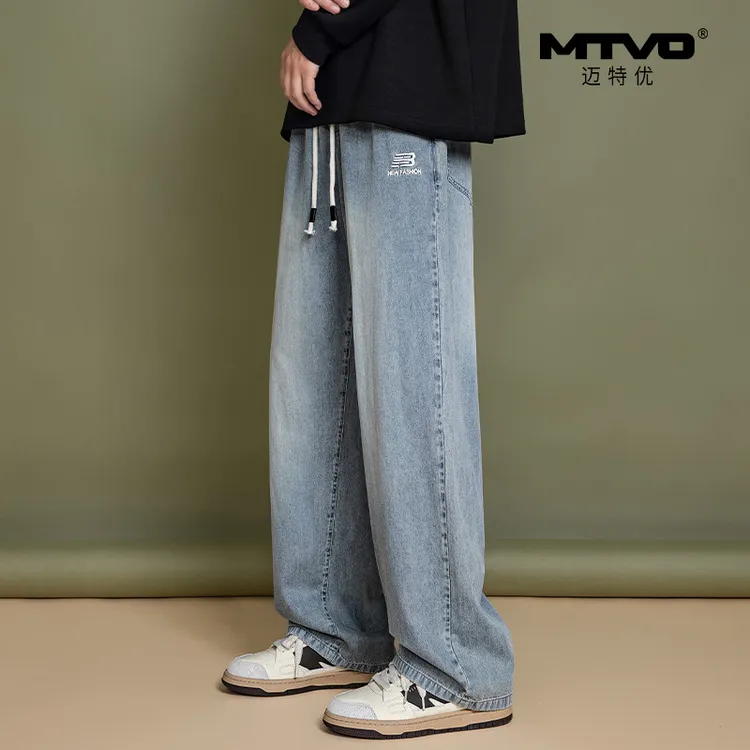 MTVO迈特优秋季新款男牛仔裤子百搭大码休闲裤垂感宽松直筒2836