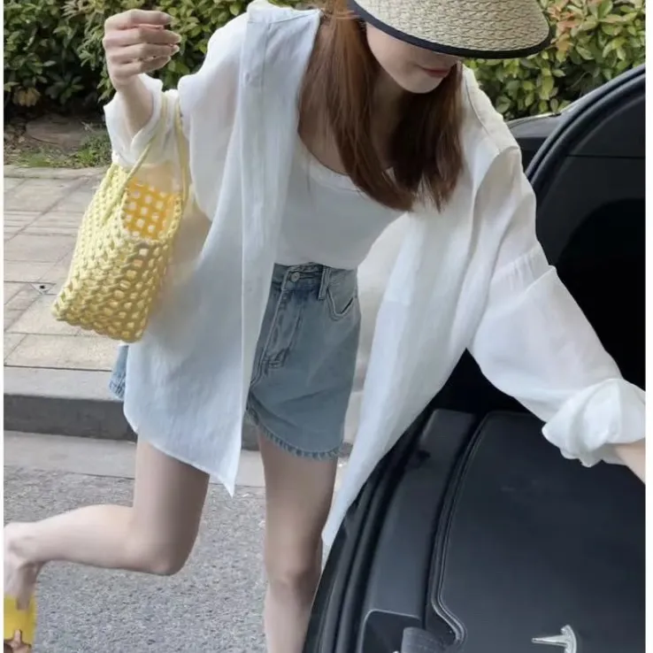 设计感小众连帽薄款衬衫防晒女夏薄款开衫外搭松弛感外套上衣