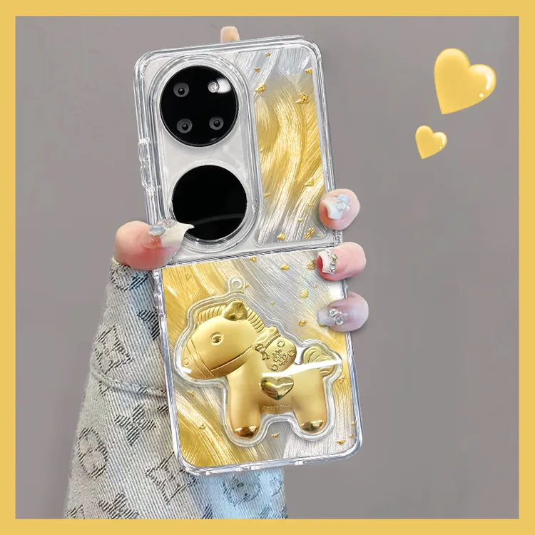 适用华为pockets新款发财马折叠羽纱壳全包简约ins保护