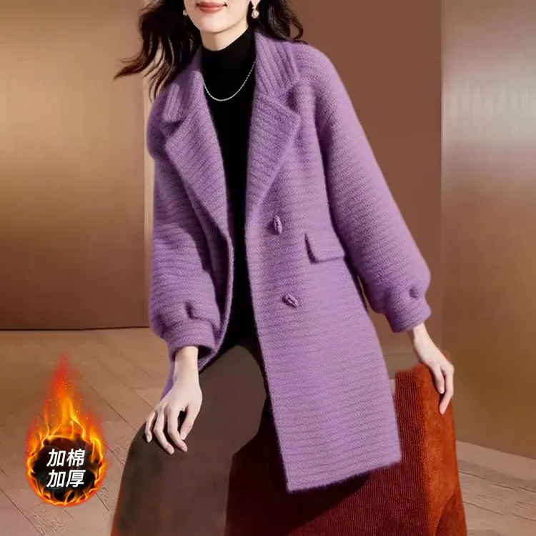 品牌格纹中长毛呢外套女士2025秋冬新高端气质减龄贵夫人爆款大衣