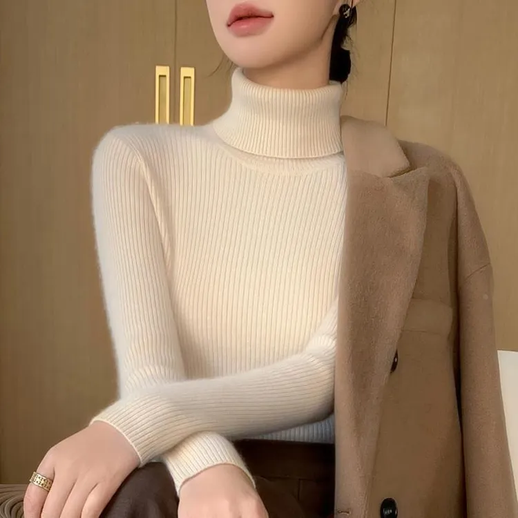 杜拉妮感好看高领毛衣女秋冬2025新款内搭修身显瘦针织加厚打底衫
