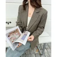 玳妮【奢品格纹】秋季新款翻领格纹西装外套潮流立体剪裁韩系款外套