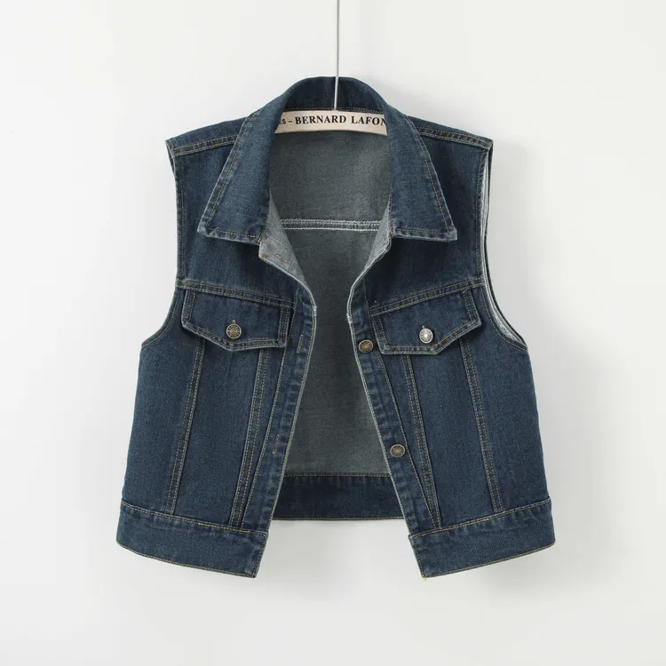 1990夏季新款宽松洋气减龄无袖背心夹克外套百搭外穿牛仔马甲女春